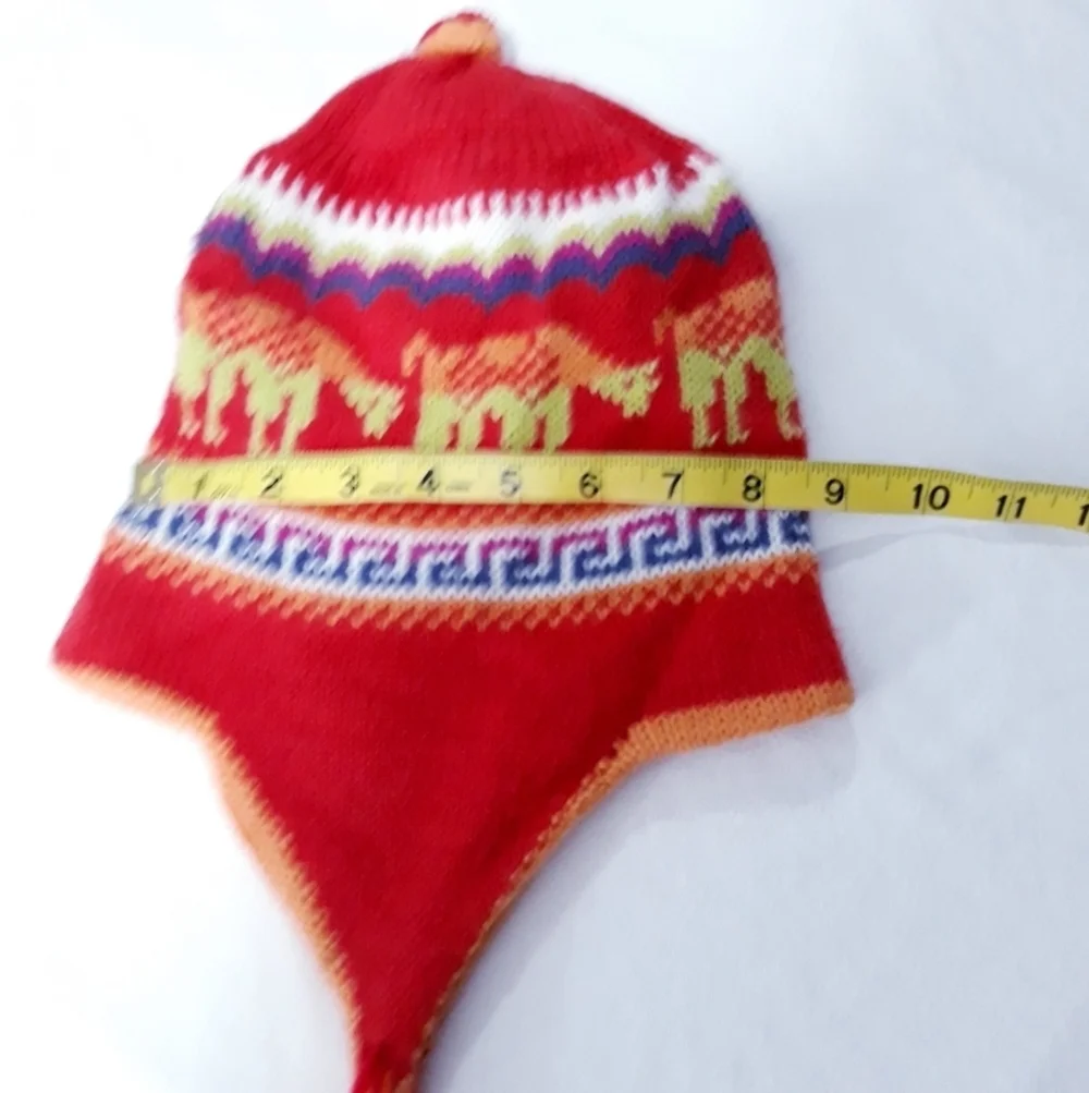 Hat Unisex Alpaca Wool Blend Reversible Peruvian Inka Llama Knit Colorful